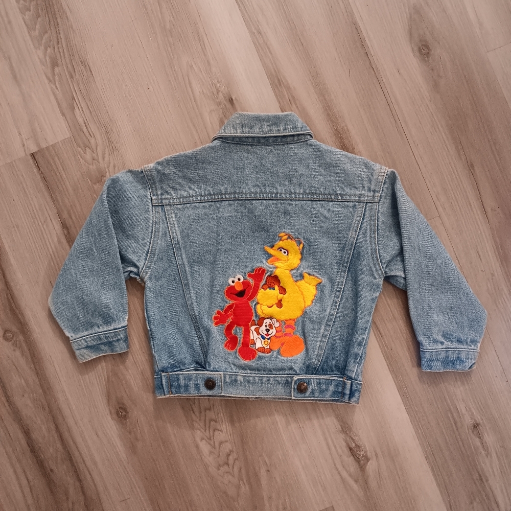 Vintage 90s Sesame Street denim jean jacket 3T